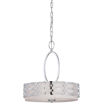 Nuvo Lighting 60/4620  Harlow - 3 Light Pendant with Slate Gray Fabric Shade in Polished Nickel Finish